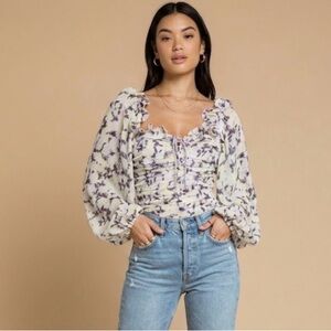 NWT Free People Mabel Printed Blouse